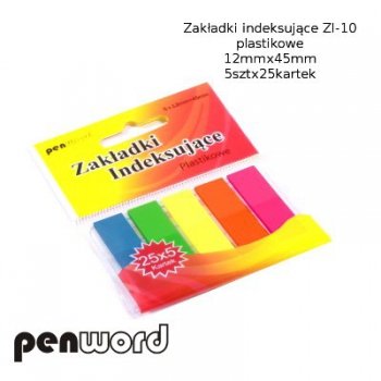 Zakładki indeks. ZI-10 plastikowe 5x25 12mmx45mm
