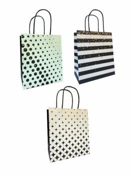 Torebka ozdobna prezentowa biało czarna 9061C 15x17x8CM p12, mix cena za 1 szt