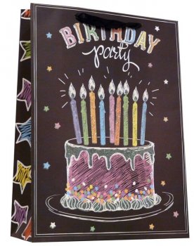 Torebka ozdobna prezentowa urodzinowa czarna 1004A 24x31x12cm p12, mix cena za 1 szt