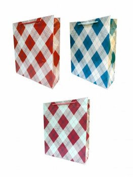 Torebka ozdobna prezentowa laminowana, kratka 026B 26x32x9cm p12, mix cena za 1 szt