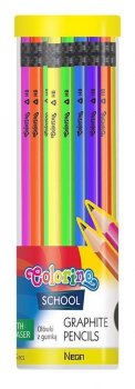 Ołówek trójkątny z gumką Neon p48 tuba Colorino Kids mix cena za 1szt