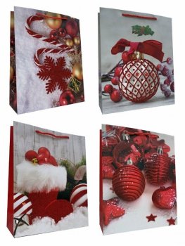 Torebka ozdobna prezentowa świąteczna 338A 30x41,5x12cm mix cena za 1 szt