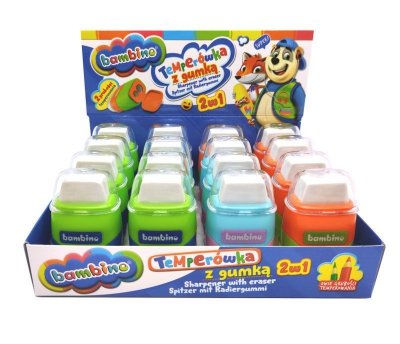 Temperówka + gumka 2w1 Bambino p16 mix cena za 1szt