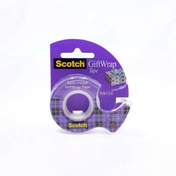 Taśma klejąca SCOTCH® Gift Wrap, niewidoczna, do pakowania, na podajniku, 19mmx7,5m