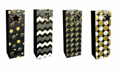 Torebka ozdobna prezentowa butelka 4wz 12x35x9cm 222 mix cena za 1 szt