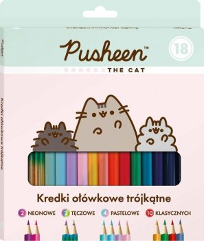 Kredki ołówkowe trójkątne 18 kolorów Pusheen Majewski