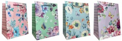Torebka ozdobna prezentowa Kwiaty JP636C 18x23x10cm mix cena za 1 szt