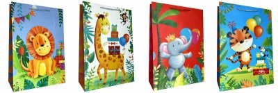 Torebka ozdobna prezentowa dziecięca Zwierzęta JP654A 26x32x10cm mix cena za 1 szt