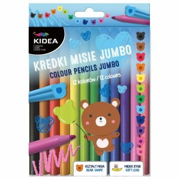 Kredki Misie Jumbo 12 kolorów Kidea Derform