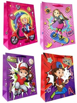 Torebka ozdobna prezentowa 18x23x8cm 2402C mix cena za 1szt