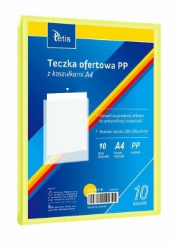 Teczka ofertowa A4 PP + 10 koszulek żółta BT630-Y10 tetis