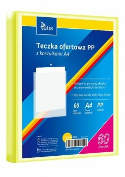 Teczka ofertowa A4 PP + 60 koszulek żółta BT630-Y60 tetis