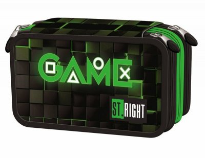 Piórnik potrójny z wyposażeniem ST.RIGHT PC-05 Green Game
