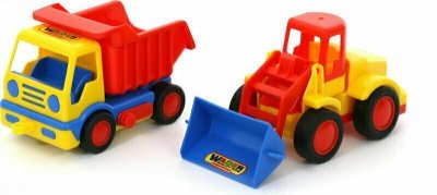 Polesie 42101 Basics Wywrotka + traktor z ładowarką w pudełku