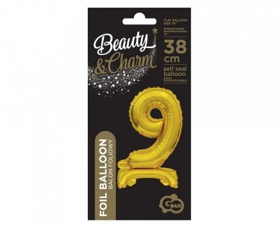 Balon foliowy B&C Cyfra stojaca 9 złota 38cm