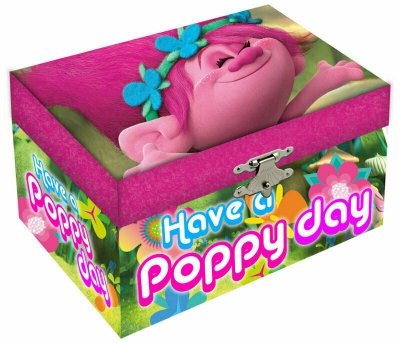 PROMO Pudełko szkatułka na biżuterię z lusterkiem, światełkami LED, 14,8x8,4x10,5cm Trolls TR17027 Kids Euroswan