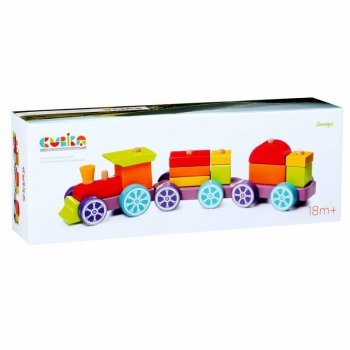 Tęczowy pociąg expresowy drewniany LP-3 12923 Cubika