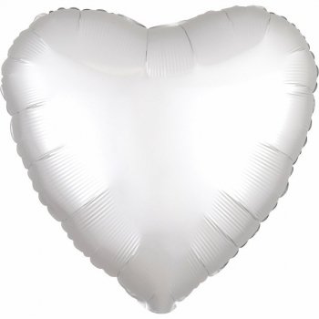 Balon foliowy Serce Standard Silk Lustre Biały 43cm C16 zapakowany 9914141