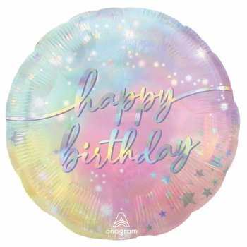 Balon foliowy urodzinowy Happy Birthday luminous standard okrągły 43cm 4299675