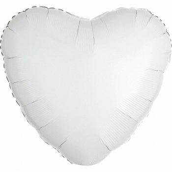 Balon foliowy metalik biały serce 43cm luzem 9914090-92