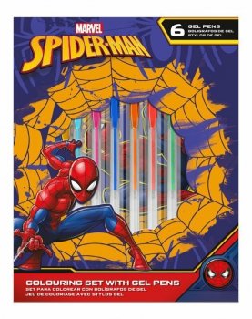 Zestaw piśmienniczy 6 żelowych długopisów z notatnikiem Spiderman SP50060 Kids Euroswan