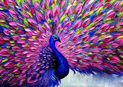 Malowanie po numerach Paw z różowym ogonem 40x50cm 2000672