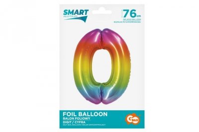 GODAN Balon foliowy Smart Cyfra0 tęcza76cm CH-STC0 45380