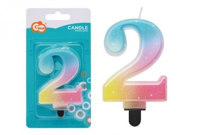 GODAN Świeczka Cyferka 2 ombre pastel 8cm SF-OPA2 74809