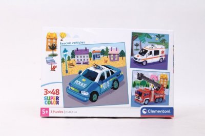 CLEMENTONI - PUZZLE CLE puzzle 3x48 SuperKolor Rescue vehicles 25318