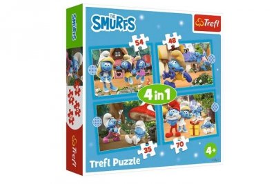 TREFL PUZZLE 4w1 Wioska Smerfów /The Smurfs 34656