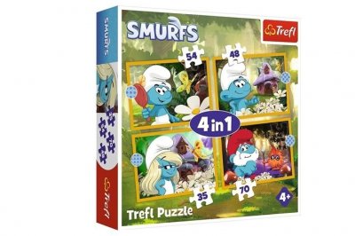 TREFL PUZZLE 4w1 Życie w Wiosce Smerfów 34664