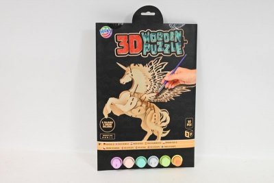 OMEGA TOYS Drewniane puzzle 3D Jednorożec 400088J 11698