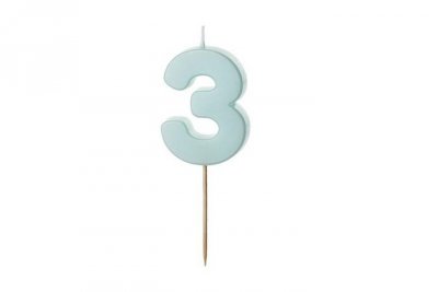 PARTYDECO Świeczka urodz.Cyferka 3 j.nieb 5,5cm 38417