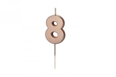 PARTYDECO Świeczka urodz.Cyferka 8 róż.złoto 4,5cm 36741