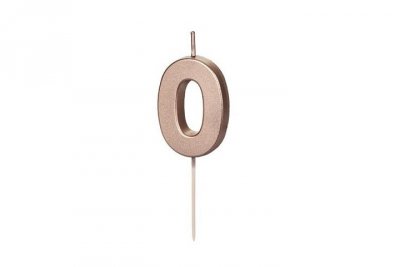 PARTYDECO Świeczka urodz.Cyferka 0 róż.złoto 4,5cm 36420