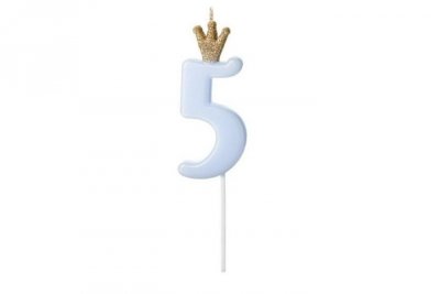 PARTYDECO Świeczka urodz.Cyferka 5 j.nieb.9,5cm 71763