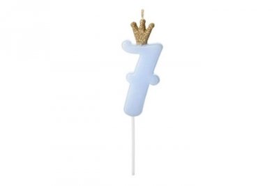 PARTYDECO Świeczka urodz.Cyferka 7 j.nieb.9,5cm 71800