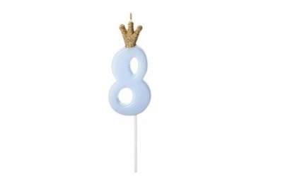 PARTYDECO Świeczka urodz.Cyferka 8 j.nieb.9,5cm 71824