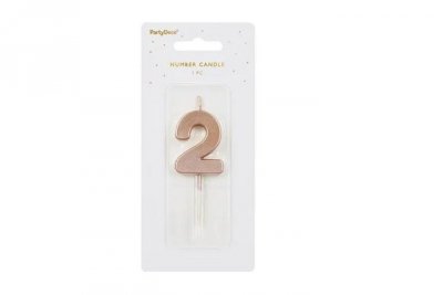 PARTYDECO Świeczka urodz.Cyferka 2 róż.złoto 4,5cm 36505