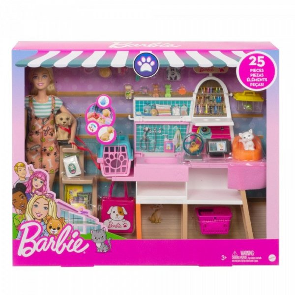 Mattel Zestaw z lalką Barbie Sklepik-salon dla zwierzaków