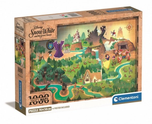 Clementoni Puzzle 1000 elementów Compact Story Maps Królewna Śnieżka