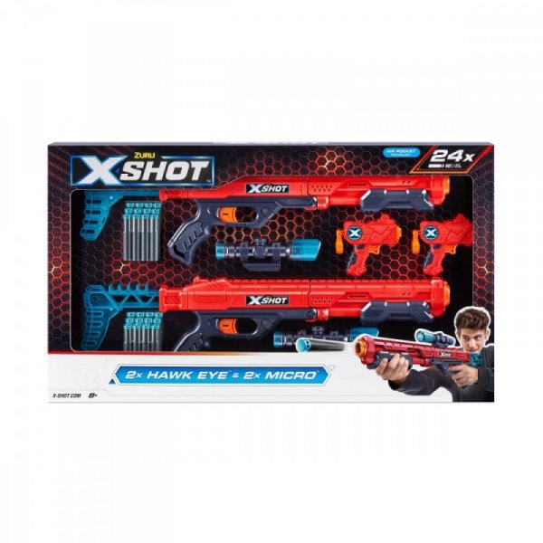 ZURU X-Shot Zestaw wyrzutni X-Shot Excel Double Hawk Eye & Double Micro Combo