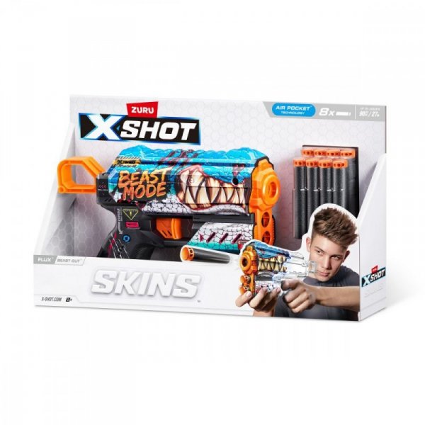 ZURU X-Shot Wyrzutnia SKINS FLUX (8 Strzałek) Beast Out