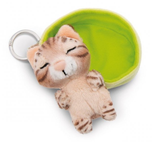 NICI 49987 Brelok Sleeping Pets kot bengalski 8cm, koszyk zielony