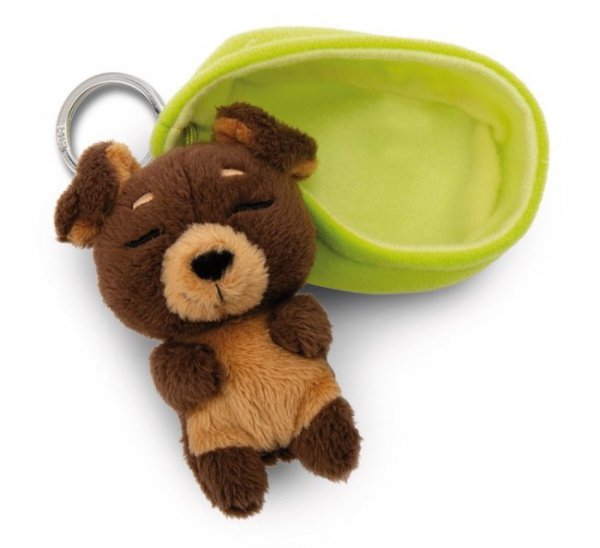 NICI 49990 Brelok Sleeping Pets pies brązowy 8cm, koszyk zielony