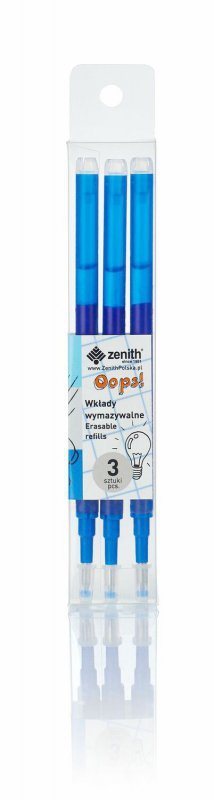 Wkład wymazywalny Zenith OOPS! niebieski 3szt