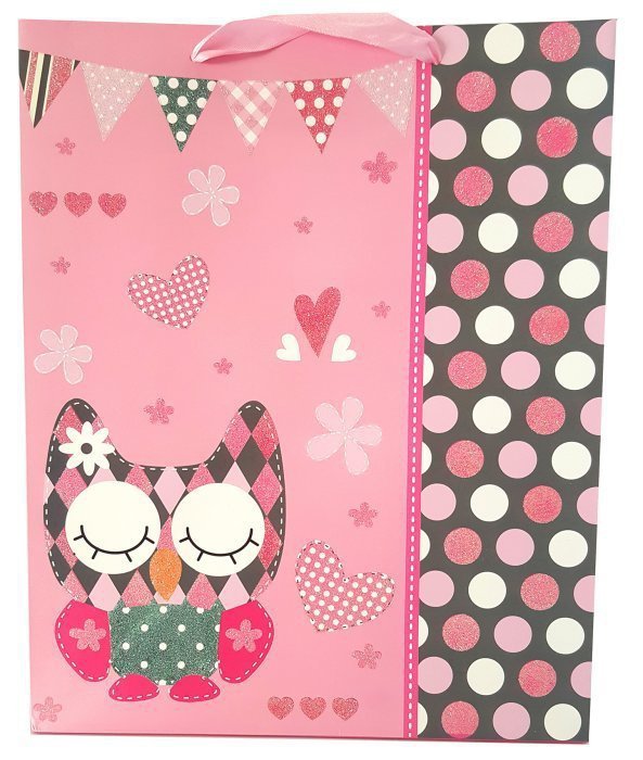 Torebka ozdobna prezentowa sowy 1143B 26x32x12cm p12, mix cena za 1 szt