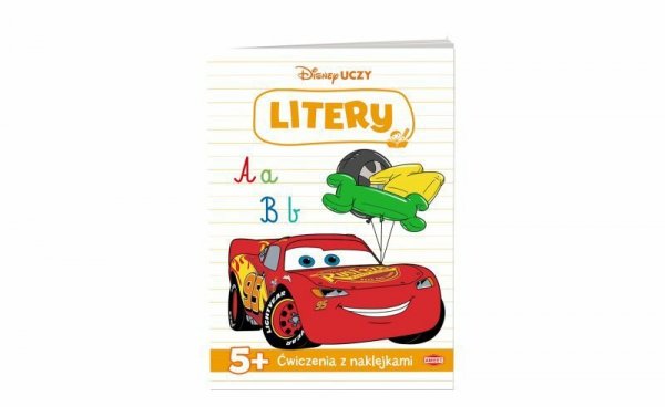 Książeczka edukacyjna dla dzieci Disney uczy. Litery. Ćwiczenia z naklejkami. Auta Cars UDN-9304 AMEET