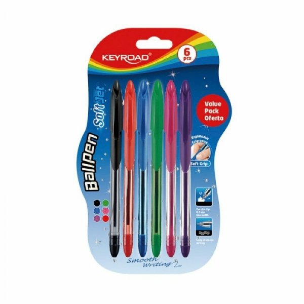 Długopis klasyczny 0,7mm 6szt blister mix kolorów KEYROAD Ball Pen Soft Jet mix cena za 1 szt