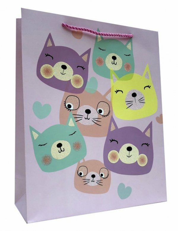 Torebka ozdobna prezentowa zwierzęta 384C 18x23x12cm mix cena za 1 szt